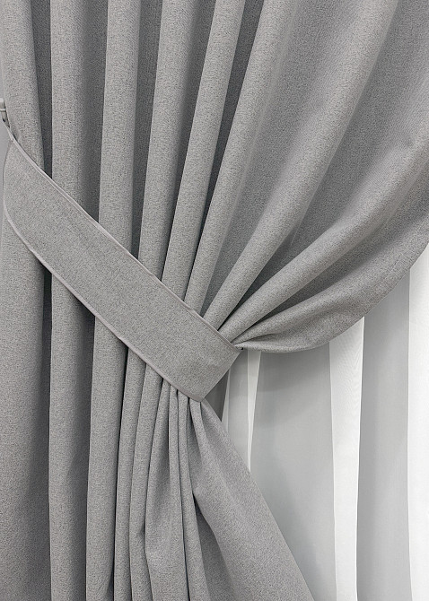 Комплект готовых штор VR-Textil Блэкаут двусторонний ASHEN NIGHT № 1840ш Светло-серый 200х270 см 2 шт (32-202) Киев - изображение 5