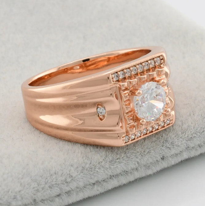 Печатка Xuping 15607 белые фианиты, позолота РО, размер 20, мужская Киев - изображение 1