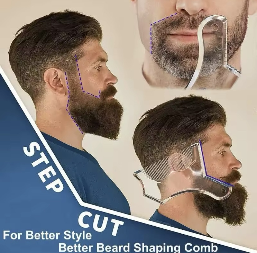 Шаблон для бороди з гребінцем трафарет для бороди та вус стайлер триммер для бороди прозорий Київ - фото 6