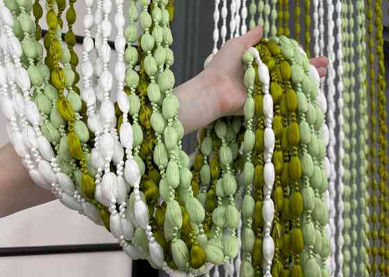 Штори-нитки "Шиніл" з люрексом Білий з оливково-м'ятним 300х300см 1 шт (61-098) Київ