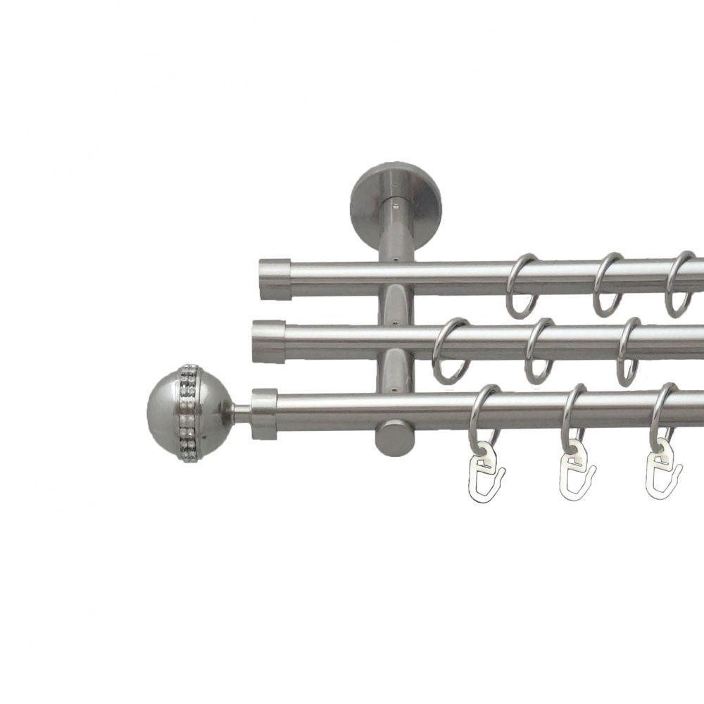 Карниз Orvit Авея металевий трирядний циліндр (20 см) гладка труба кільце металеве Нержавіюча Сталь 16\16\16 мм 160 см (5503343) Львів - фото 1