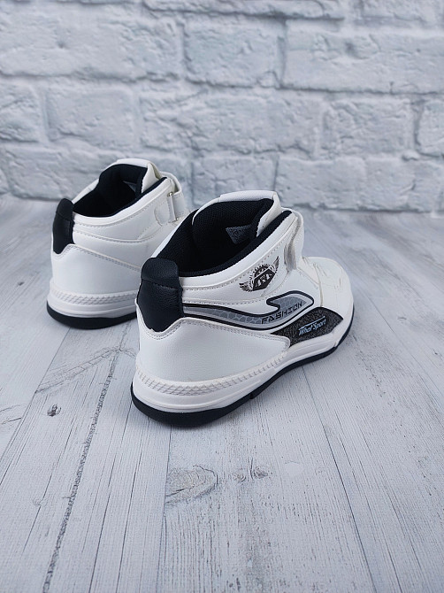 Детские демисезонные белые кроссовки хайтопы  светоотражающие для мальчиков подростков 32 Николаев - изображение 2