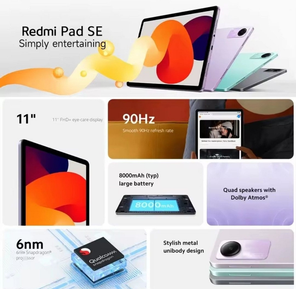 Планшет Xiaomi Redmi PAD SE 8/256Gb. Global Rom 11 IPS 8000mAh. Shapdragon Харків - фото 1