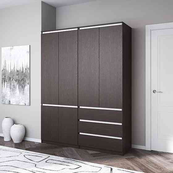 Шафа для одягу VAYS, зі штангою та полицями, комплект з 2 шаф R10+R16 Венге Темний-Білі планки Львів