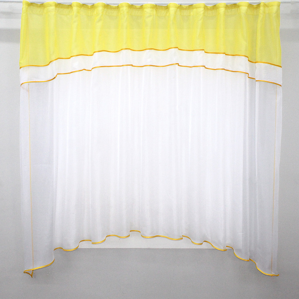 Кухонная гардина VR-Textil № 036к арка белый с желтым 280х170 см (52-0510) Киев - изображение 1