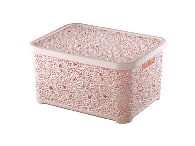 Корзина с крышкой ажурная, Efe plastics 10 л, розовая Одесса - изображение 1