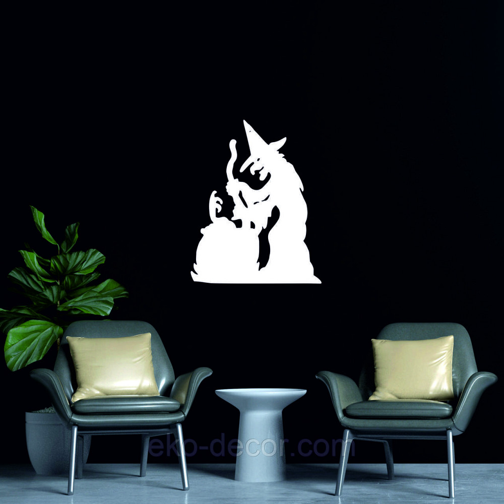 Декоративное настенное 3D Панно «Ведьма», Декор на стену с объемом 90*71 см, Белый Киев - изображение 3