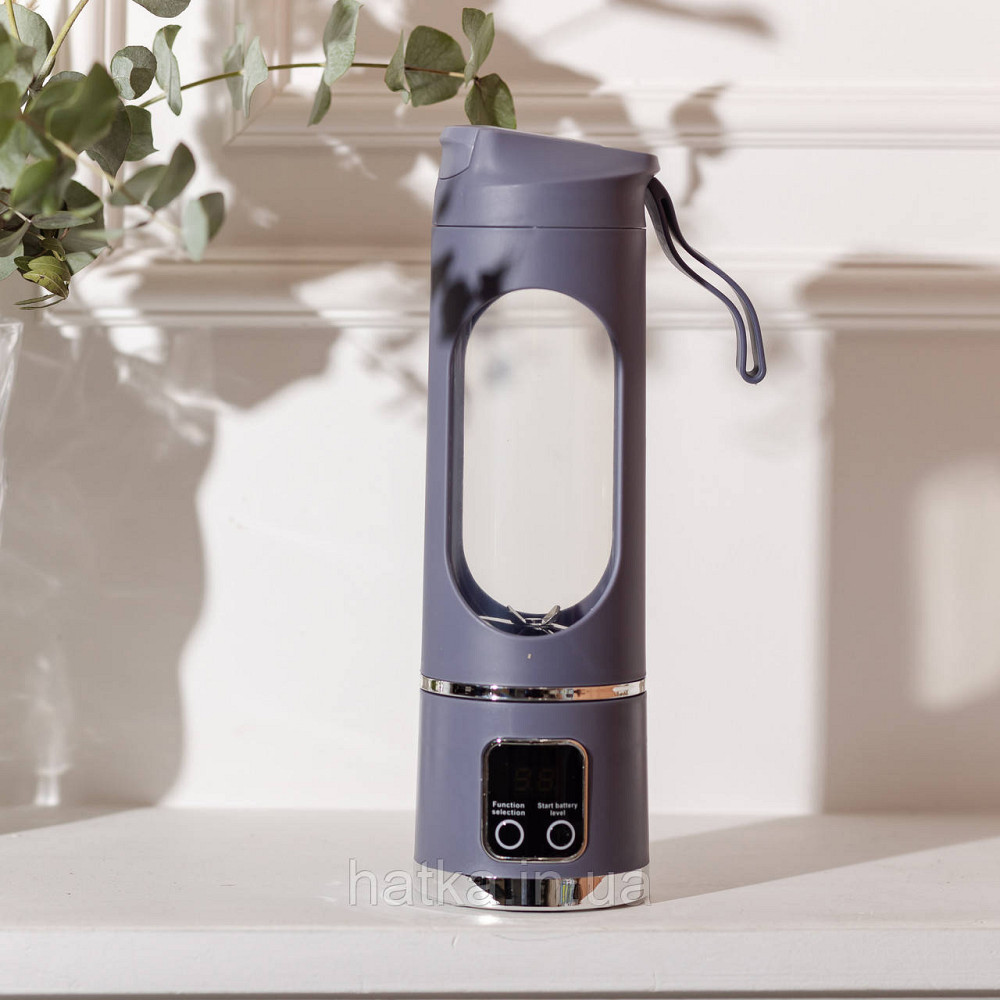 Портативний блендер для смузі на акумуляторі 450 мл блендер пляшка 25 Вт USB Сірий Київ - фото 7