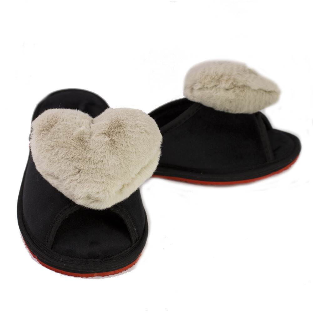 Тапочки домашние женские открытые с сердечком 