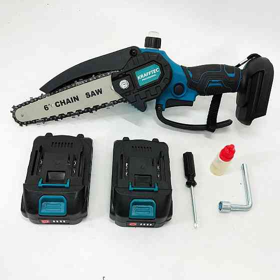 Пила електрична для заготівлі дров Krafftec 15 см, Пилка на батарейках для обрізки гілок JA-52 Львів