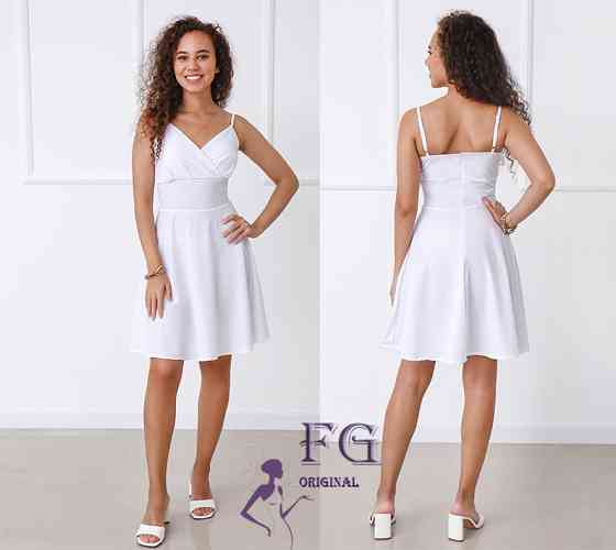 Коктейльне літнє плаття з чашечками "Divine" оптом | Розпродаж моделі Білий, 48 Київ