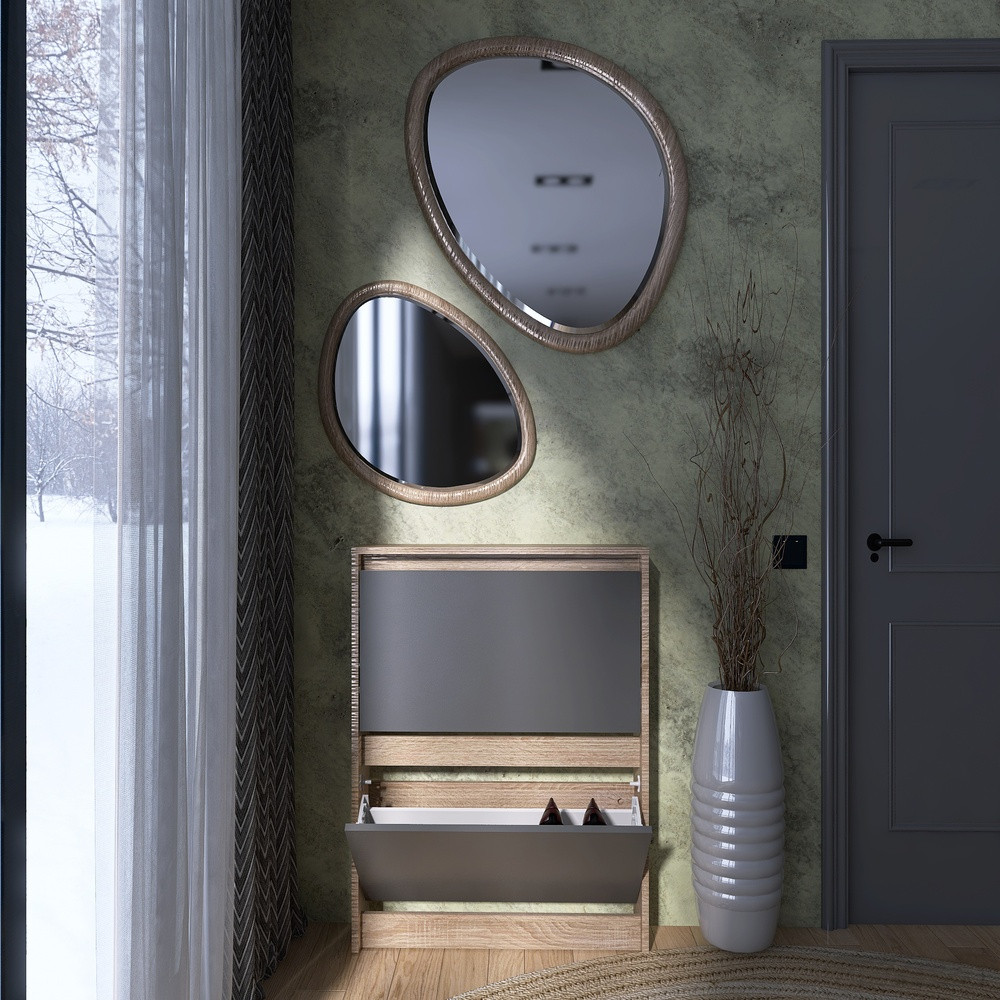 Тумба для обуви в прихожую Эверест Сити-160-2 70,2х16х95,8 см Дуб сонома/Графит (DTM-071088) Львов - изображение 5