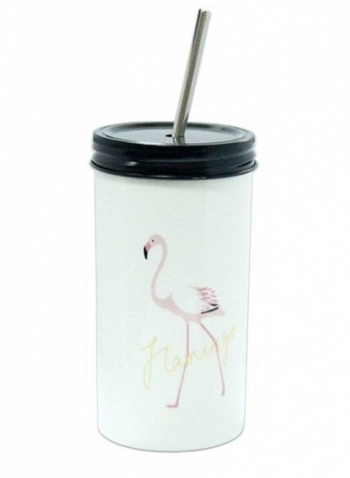 Склянка з трубочкою Рожевий Фламінго Вінниця - фото 1