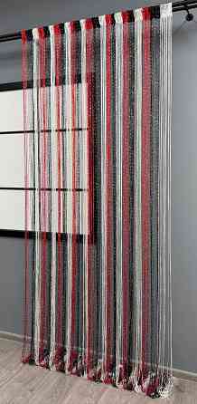 Штори-нитки "Кісея" з люрексом Червоний з чорним і білим 300х300см 1 шт (61-095) Київ