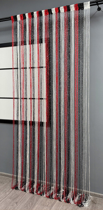 Штори-нитки "Кісея" з люрексом Червоний з чорним і білим 300х300см 1 шт (61-095) Київ - фото 4
