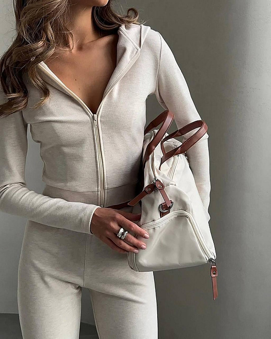 Стильний жіночий костюм з еластичного трикотажу двонитка. Молочний, 46/48 Одеса - фото 3