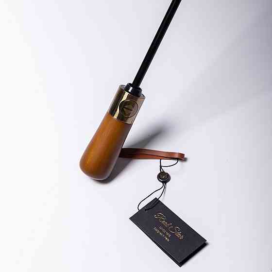 Классический автоматический зонт с деревянной ручкой серый Киев