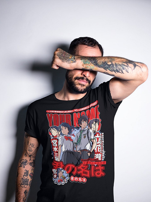 Футболка з аніме принтом Йоур Наме Аніме Мітсуха оверсайз (S/M/L) Чорний AnimeJ0186 Дніпро - фото 2