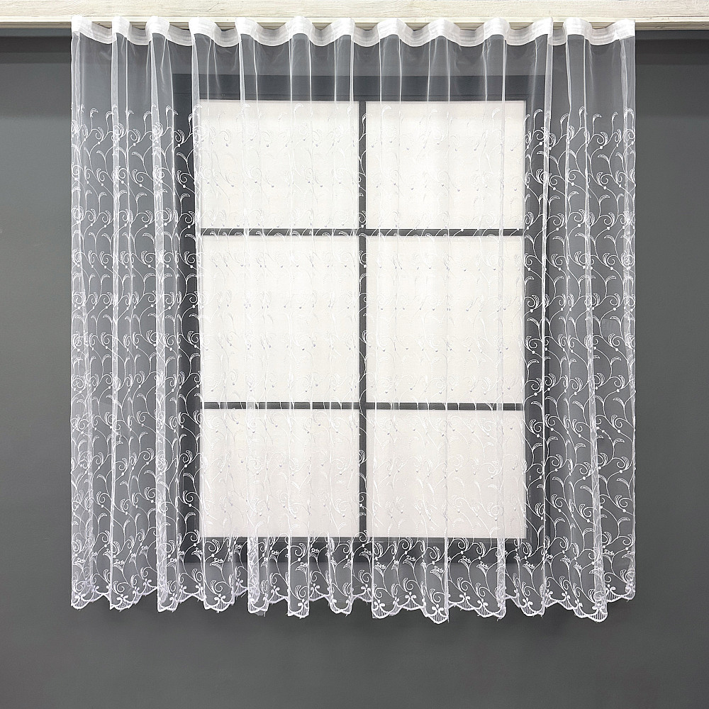 Тюль VR-Textil 1891т Фатин з вишивкою та люрексом Холодний білий 300х150 см (40-259) Київ - фото 1