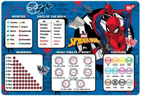 Підкладка настільна А3 "Yes" Marvel.Spiderman англійська, 492065, шт Київ