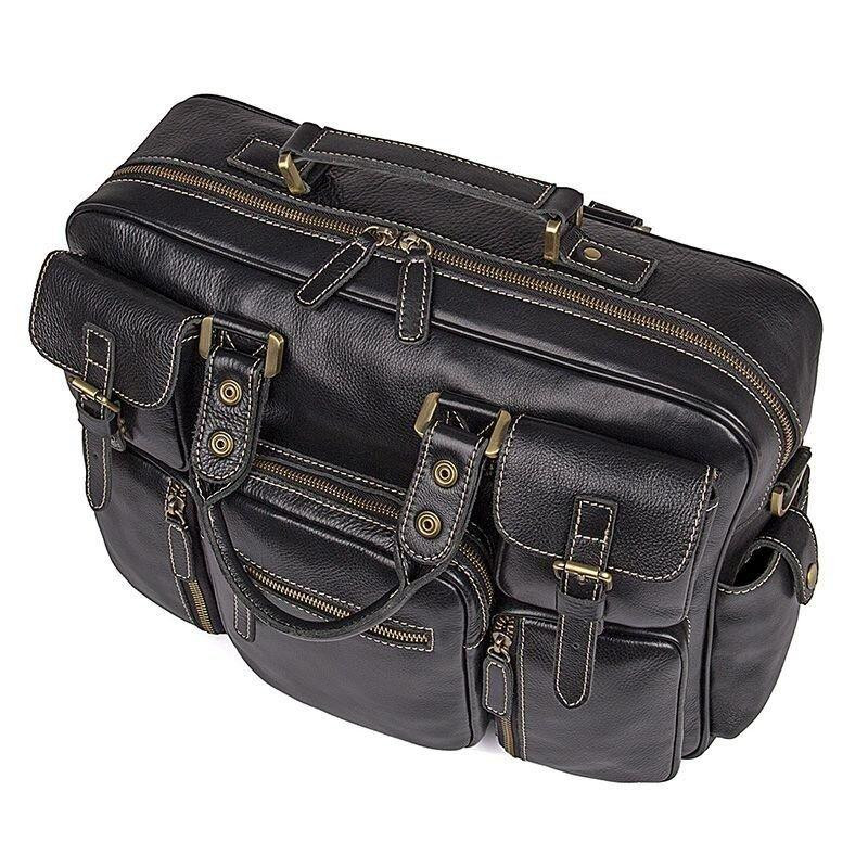 Шкіряна сумка для ноутбука роботи поїздок та документів Vintage 14204 Чорна Київ - фото 19