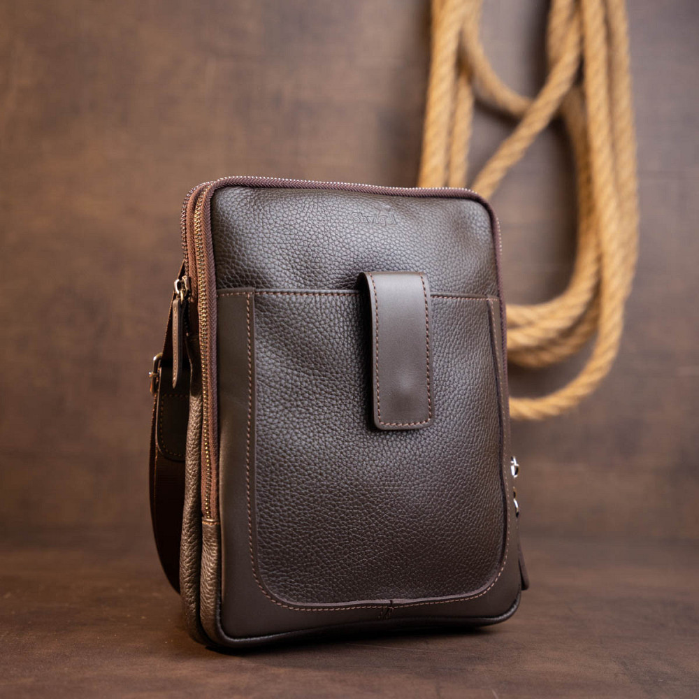 Сумка чоловіча планшет на два відділення шкіряна флотар (SHVIGEL) Київ - фото 2