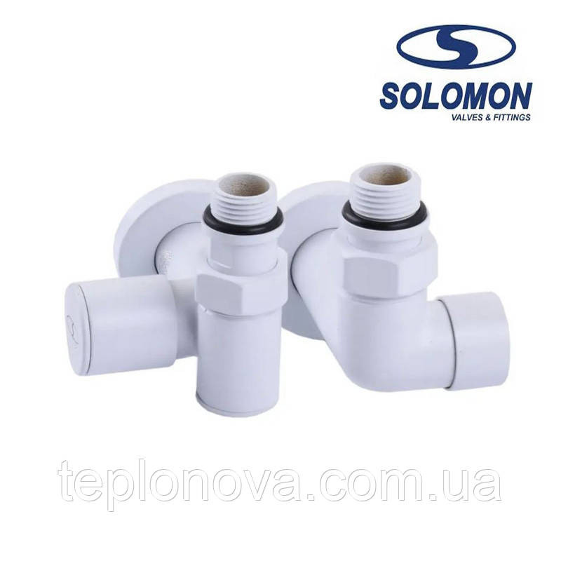 Крани (під ТЕН) для рушникосушки Білі Solomon 1/2" White Чернівці - фото 1