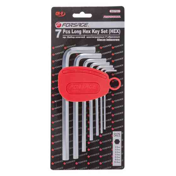 Набір ключів Г-подібних довгих 6-граних, 7пр. (2.5, 3-6, 8, 10мм) в пластиковому тримачі Одеса