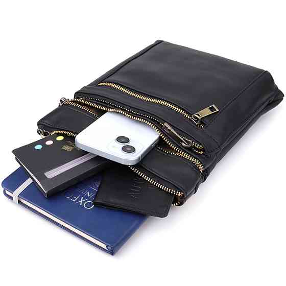 Повседневная мужская сумка из натуральной кожи Черный (Vintage) Киев