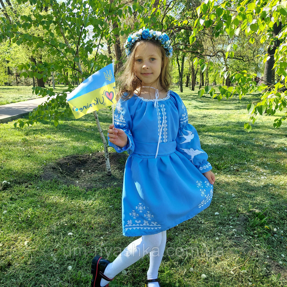 Блакитна вишита сукня плаття вишиванка Квіткова поляна Кривий Ріг - фото 3