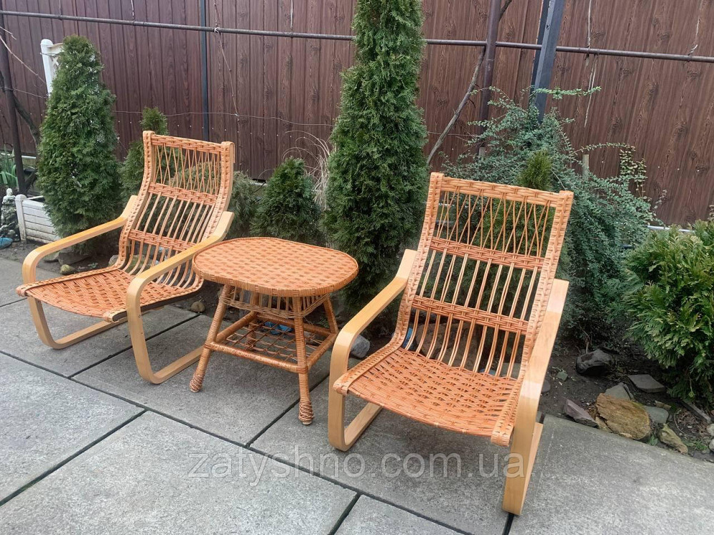 Крісла та журнальний столик, дерев'яні, плетені з лози Київ - фото 6