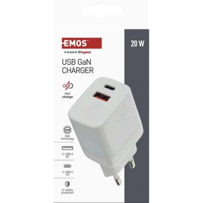 Зарядное устройство EMOS V02G20 1xUSB-A + 1xUSB-C PD20W GaN (V02G20) Винница - изображение 8