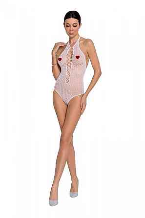 Бодістокінг з декольте Passion BS088 white, імітація корсетної шнурівки Sex Aura Київ