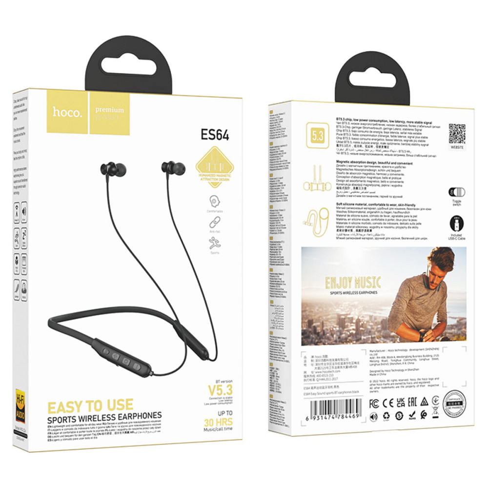 Навушники HOCO ES64 Easy Sound sports BT earphones Black Київ - фото 3