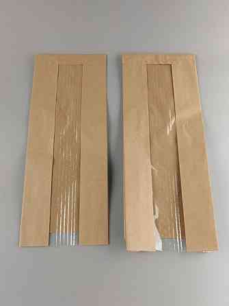 Паперові пакети крафт із прозорим віконцем 12/4*31 коричневий (100 шт.) Харків