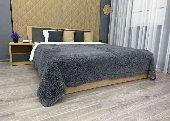 Плед-покривало 200х230 см (+-10см) Травка на овчині колір графітовий з білим (87-219) Київ