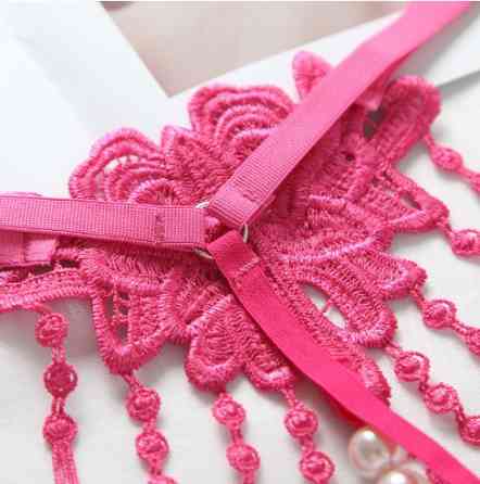 Еротичні стрінги з бусинками малинові - розмір універсальний (на резинці), 15% нейлон, 85% поліестер Київ