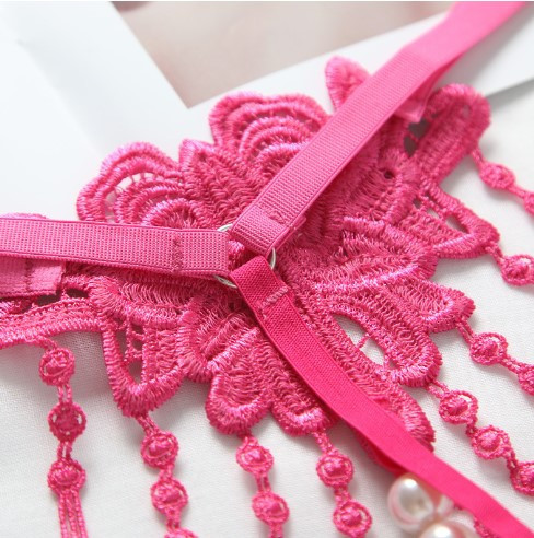 Эротические трусы с жемчугом малиновые - размер универсальный (на резинке), 15% нейлон, 85% полиэстер Киев - изображение 5