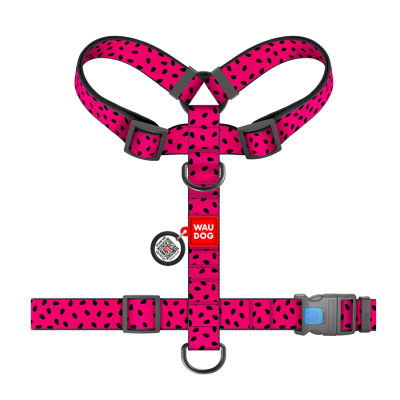 Шлея для собак WAUDOG Nylon анатомічна H-подібна з QR-паспортом "Кавун" пластиковий фастекс XL (323-0049) Вінниця - фото 2