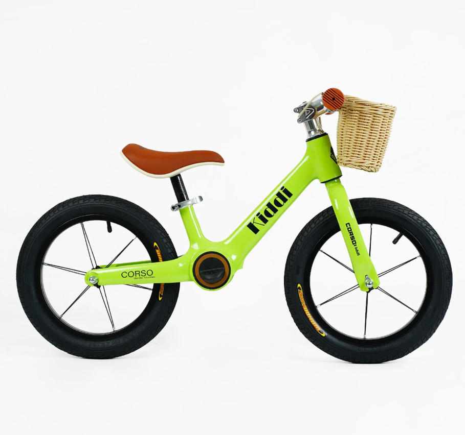 Велобіг CORSO KIDDI магнієва рама гумові надувні колеса 14'' алюмінієві обода підставка для ніг кошик Зелений (LT-14127) Чернигов - изображение 2
