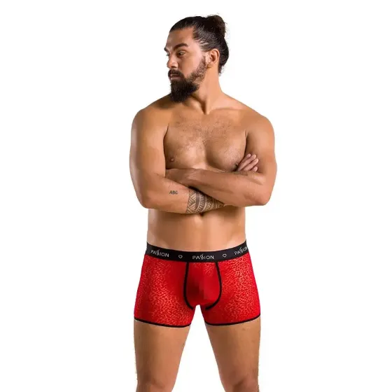 Чоловічі прозорі боксери Passion 046 SHORT PARKER L/XL Red, сітка, під леопард Львів