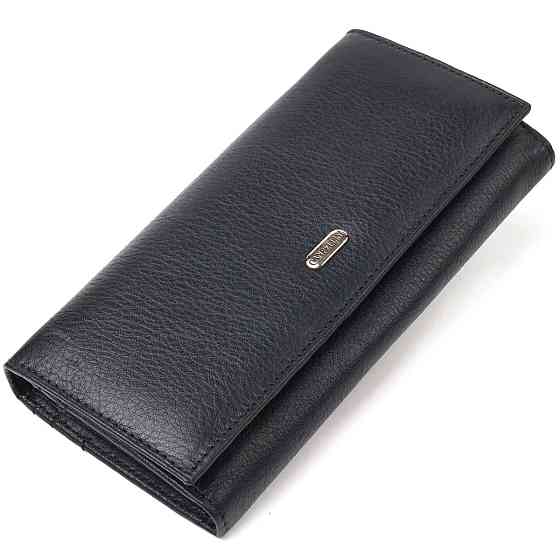 Класичний жіночий гаманець із натуральної шкіри CANPELLINI 21657 Чорний Київ