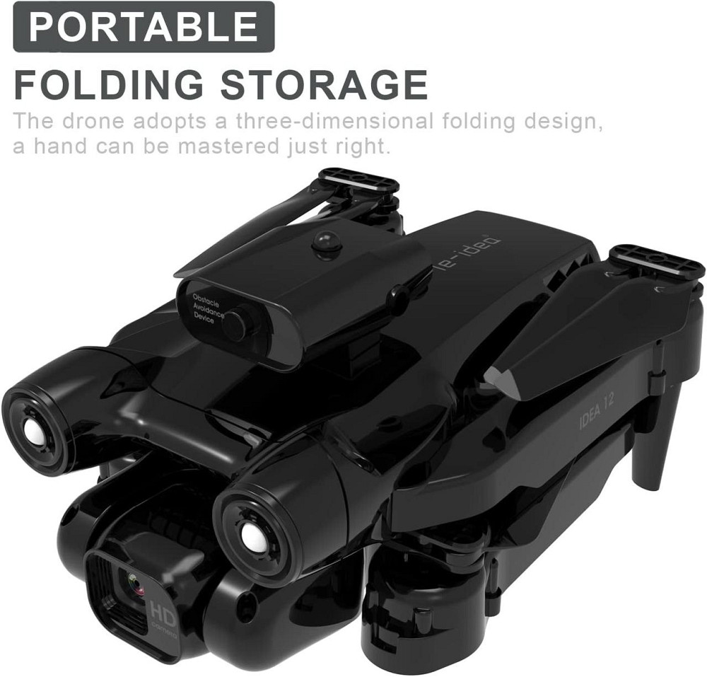Дрон IDEA12 с 1080P камерой, коптер 360° с избеганием помех, FPV, складной квадрокоптер с сумкой le-idea Киев - изображение 2