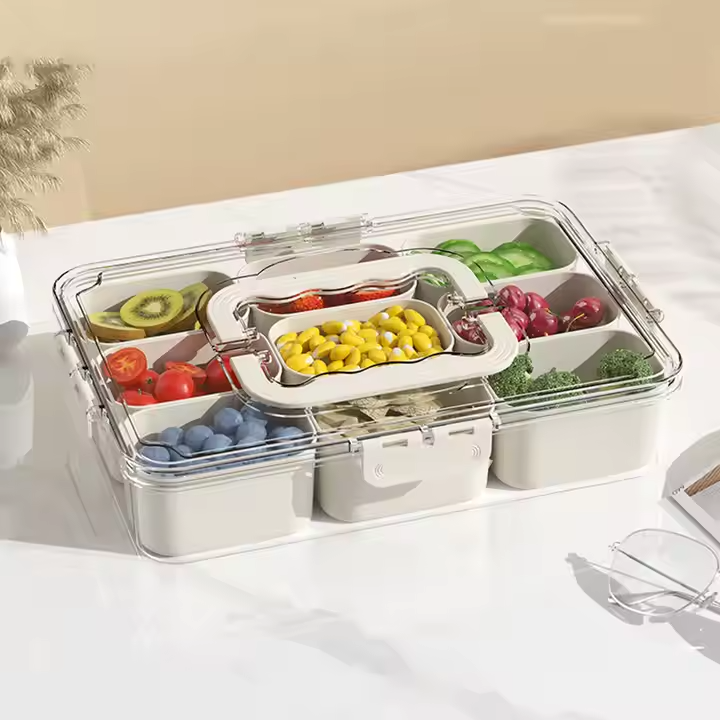 Контейнер для закусок с крышкой и ручками, органайзер для хранения на 9 ячеек, размер 32×21×7 см Каменец-Подольский - изображение 2