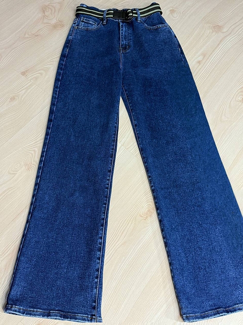 Джинсы женские Derun 8200 палаццо ровные талия на резинке с ремнем синие, синий, 31, 31, 83 см, 109 см Киев - изображение 7