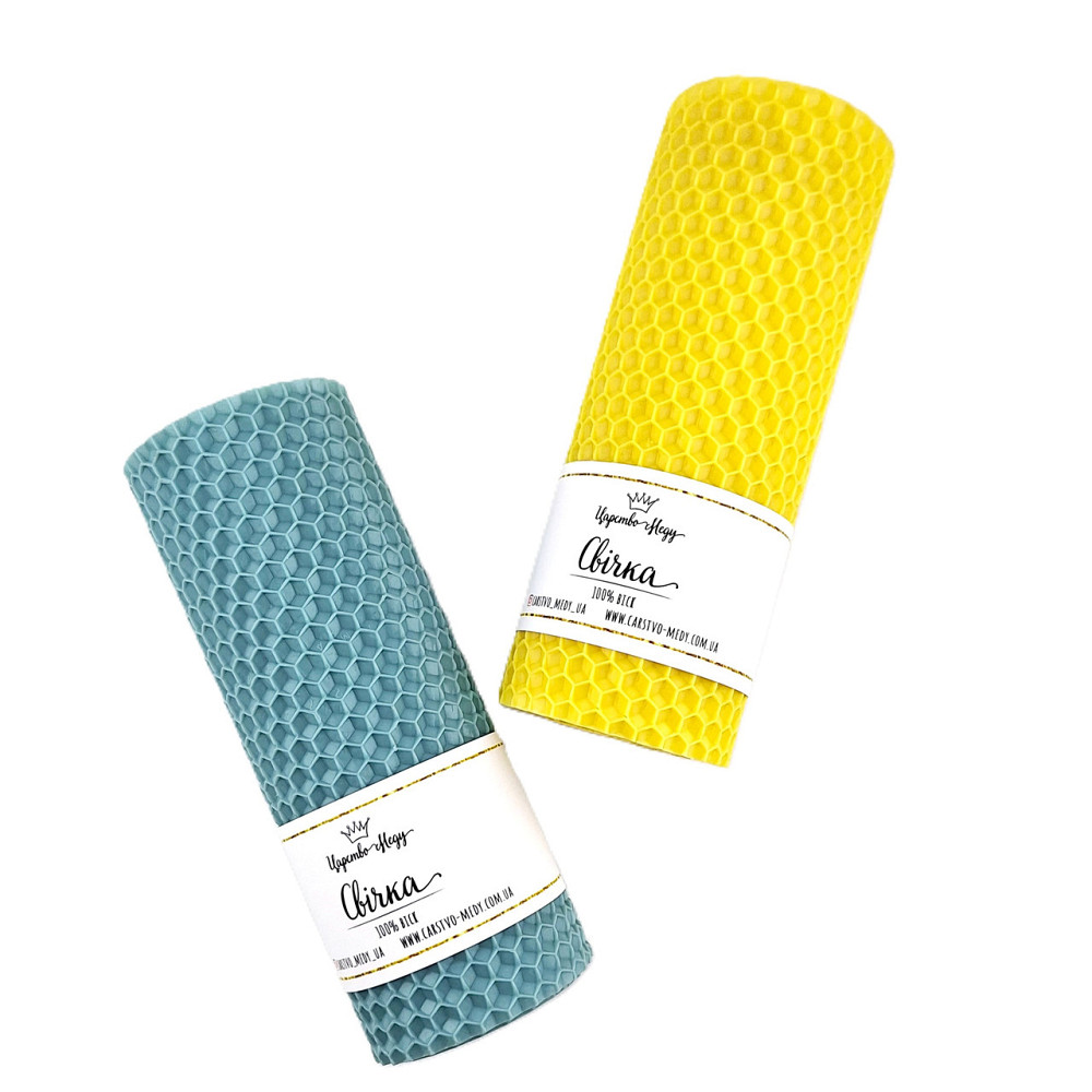 Набір патріотичних свічок із вощини Царство Меду 2 шт по 13 см жовто-блакитні. Одеса - фото 3