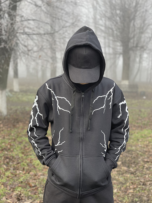 Преміум зіп худі з рефлективними блискавками L Чернівці - фото 1