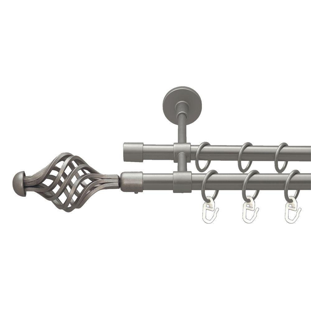 Карниз Orvit Арезо металевий дворядний закритий гладка труба кільце металеве Сатин 16\16 мм 200 см Львов - изображение 1