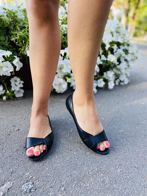 Ника Балетки жіночі чорні VSN Ніка весна-літо, натуральна шкіра / Легкі балетки з відкритим нос Коломия - фото 4