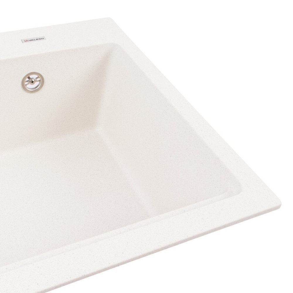 Гранітна мийка для кухні VALESO NIKA 7545 матова Біла в крапку Коломия - фото 3